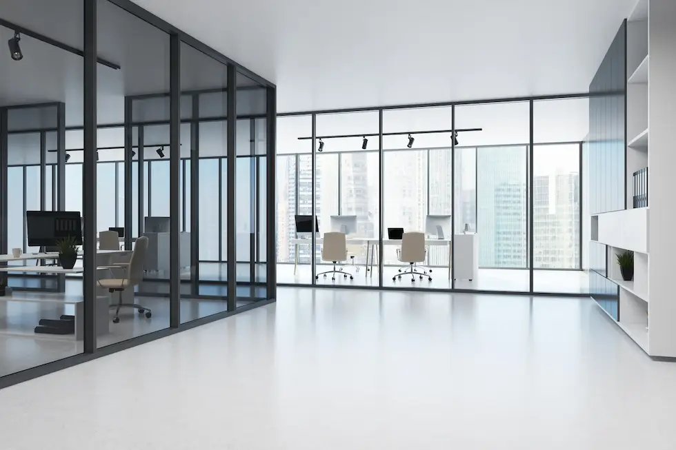 office with glass walls